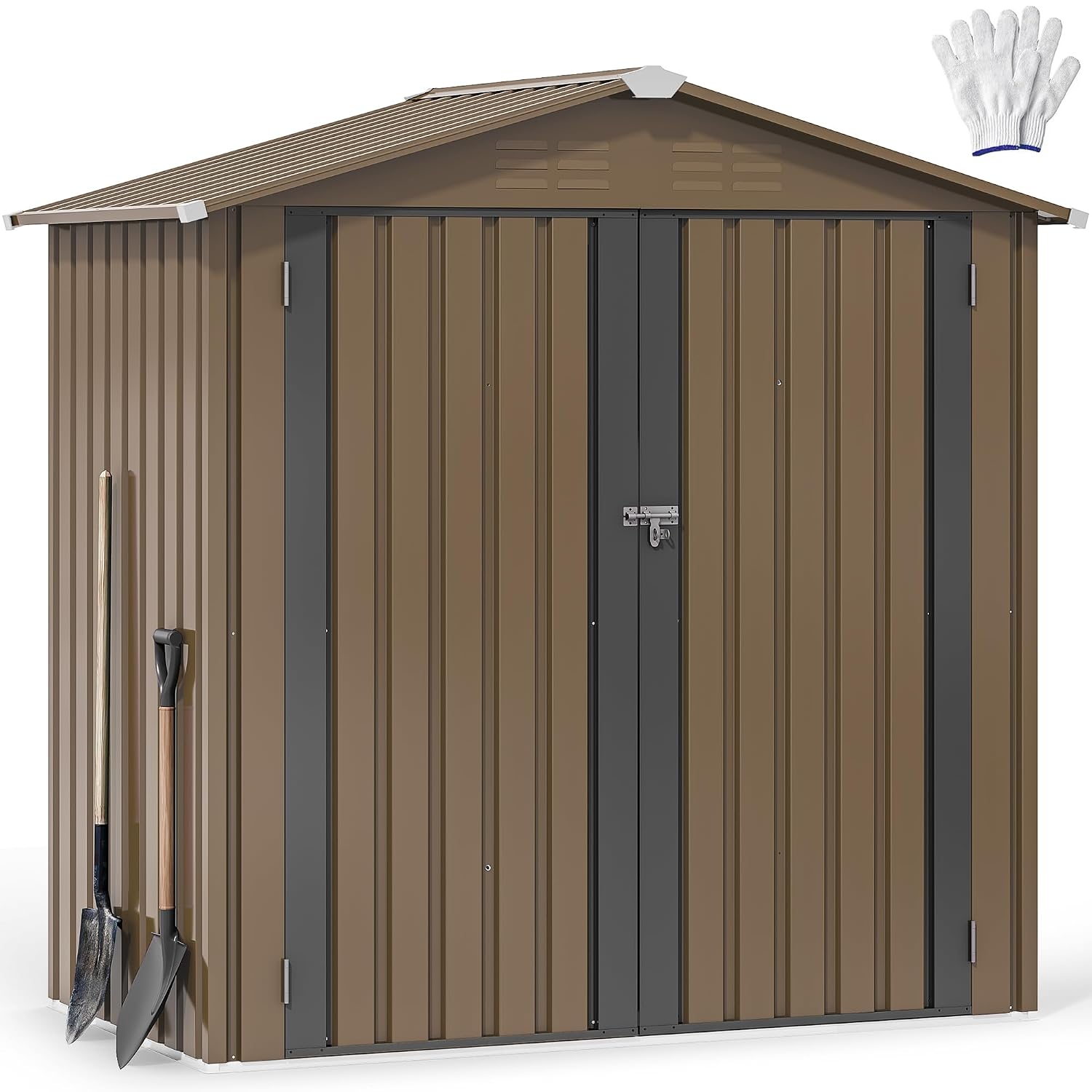 Gardening Tools Heavy Duty - Металлический уличный сарай 6x4 фута, водонепроницаемый,