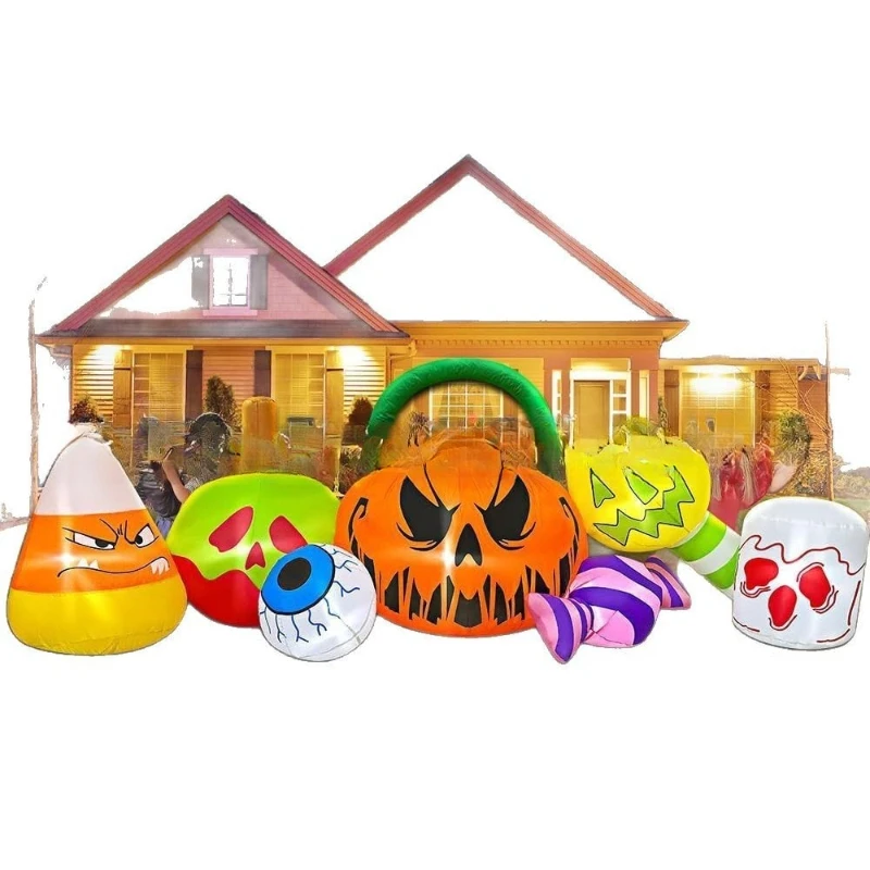 Gardening Tools Cartoon - Надувная светодиодная фигура-тыква для Хэллоуина, светящееся
